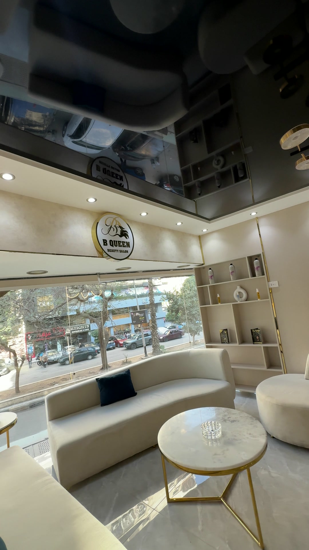 The bright reception area at BQueen